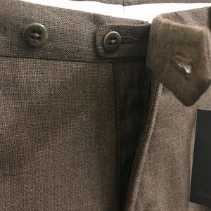 NWT...Zanella Men Flat Front Brown Wool Trousers Size W38/L32